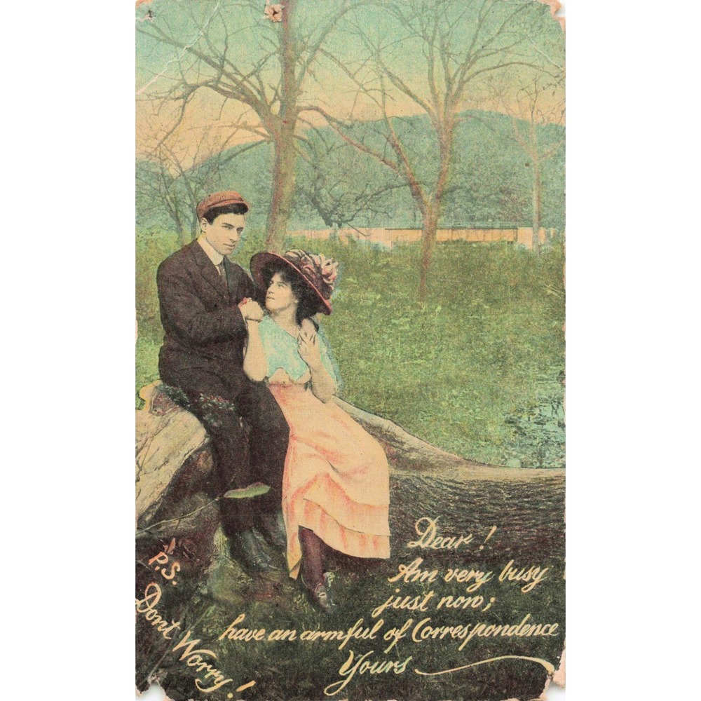 Vtg 1910 Romantic Couple Postcard Sheboygan WI Divided Back Lithograph - Picture 1 of 2